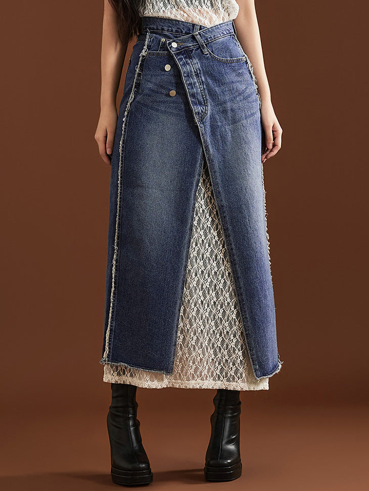 SK2603 牛仔经编长裙