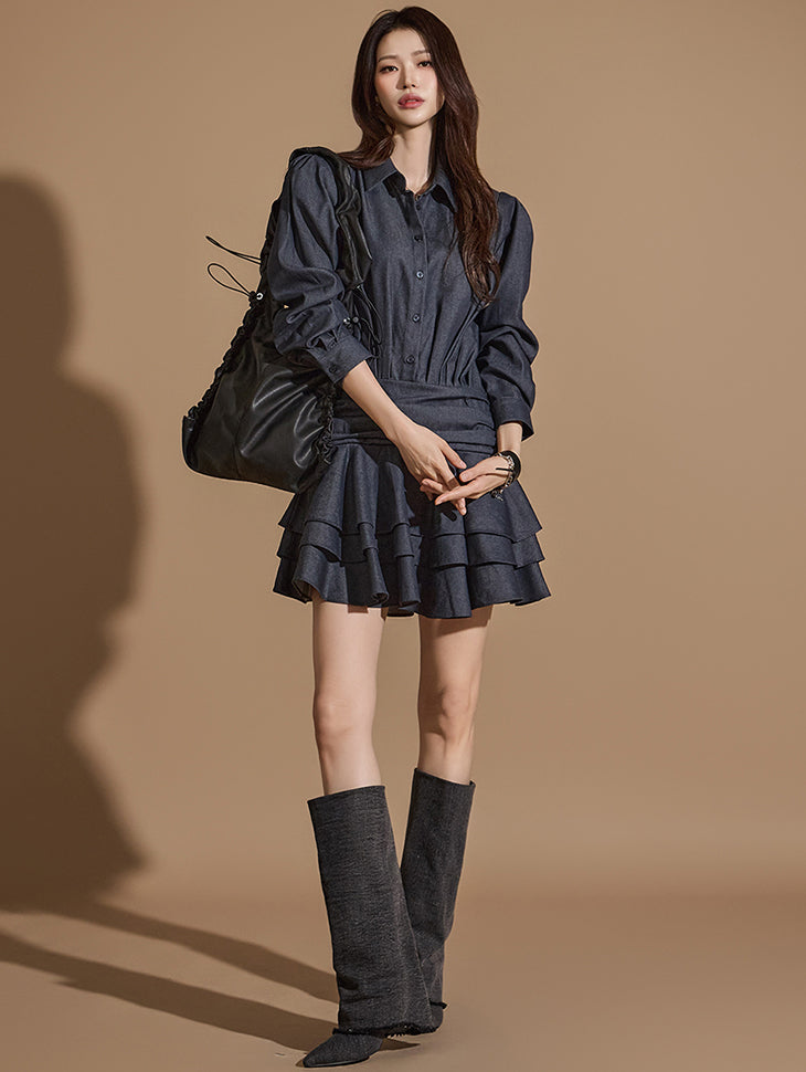 D5084 ティアードミニドレス