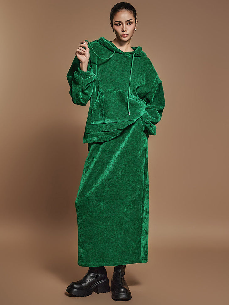 TP1986 连帽衫和裙子套装