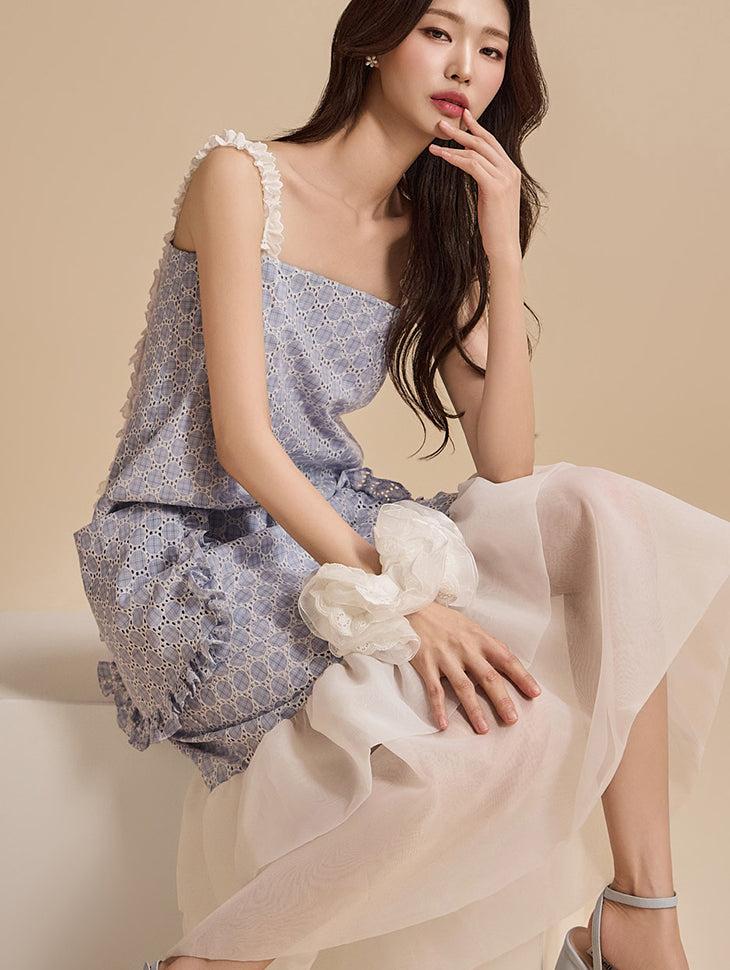 D5017 Embroidered Frill Dress