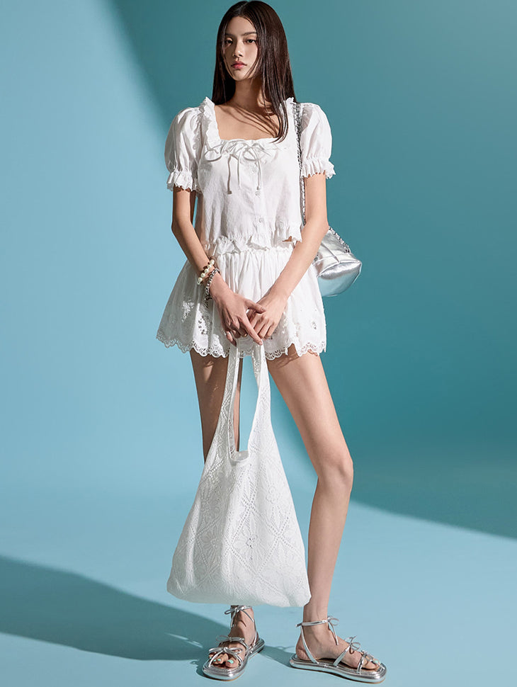 TP1899 Embroidered Blouse and Pants Sets