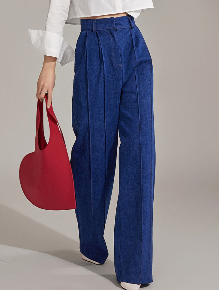 PJ472 Stitch Pintuck Wide Jeans