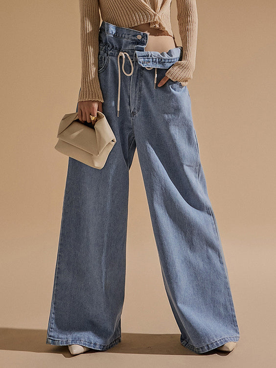 PJ469 折叠宽牛仔裤