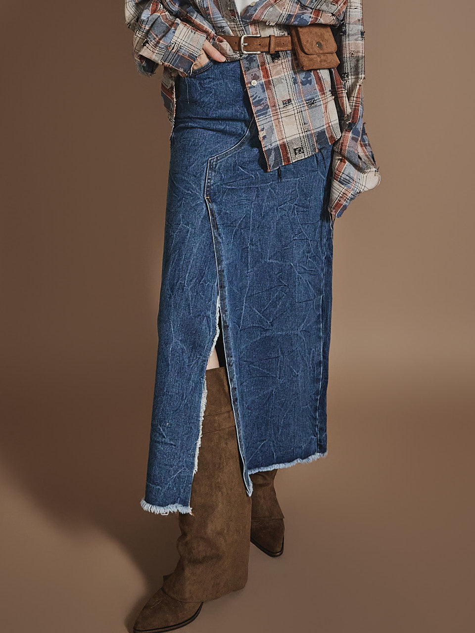 Denim Sliced Skirt