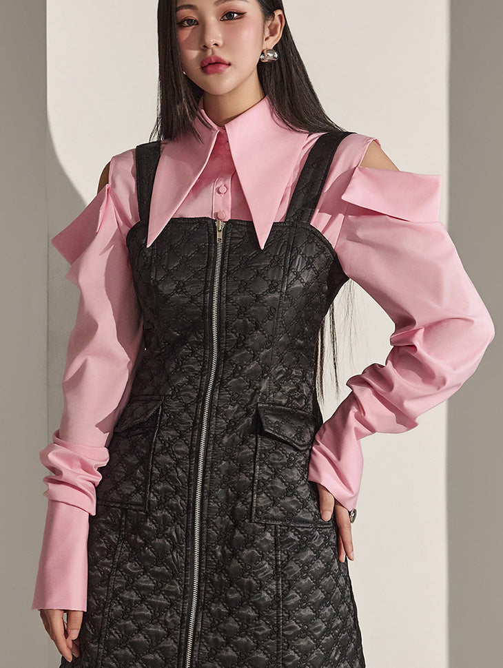 S9026 肩部开衩细褶衬衫