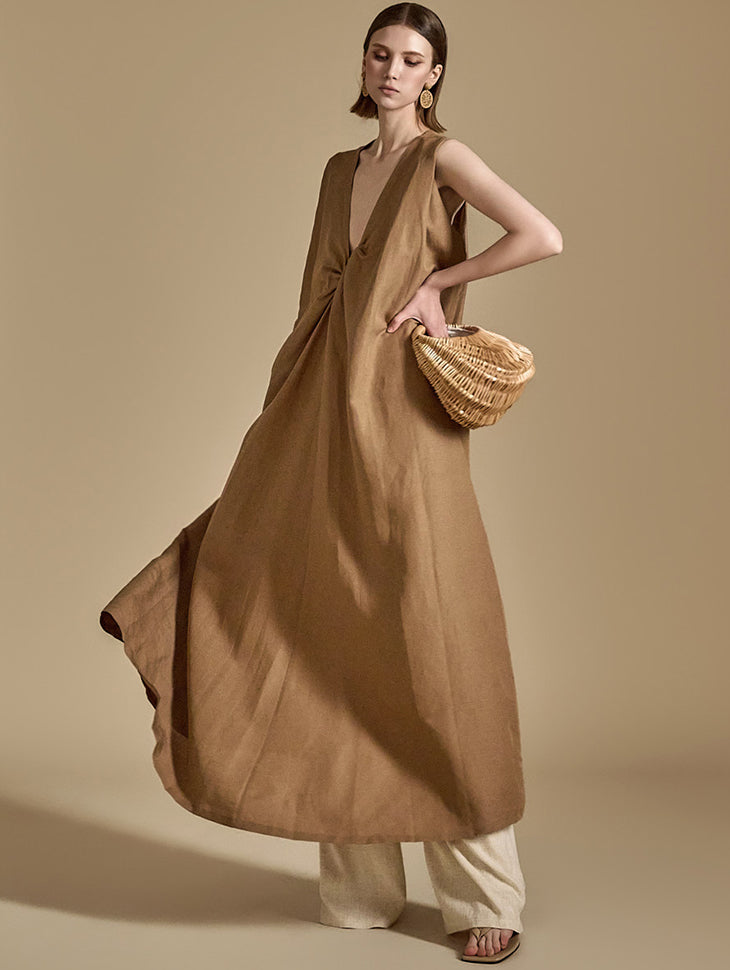 LINEN TWIST FRONT DRESS