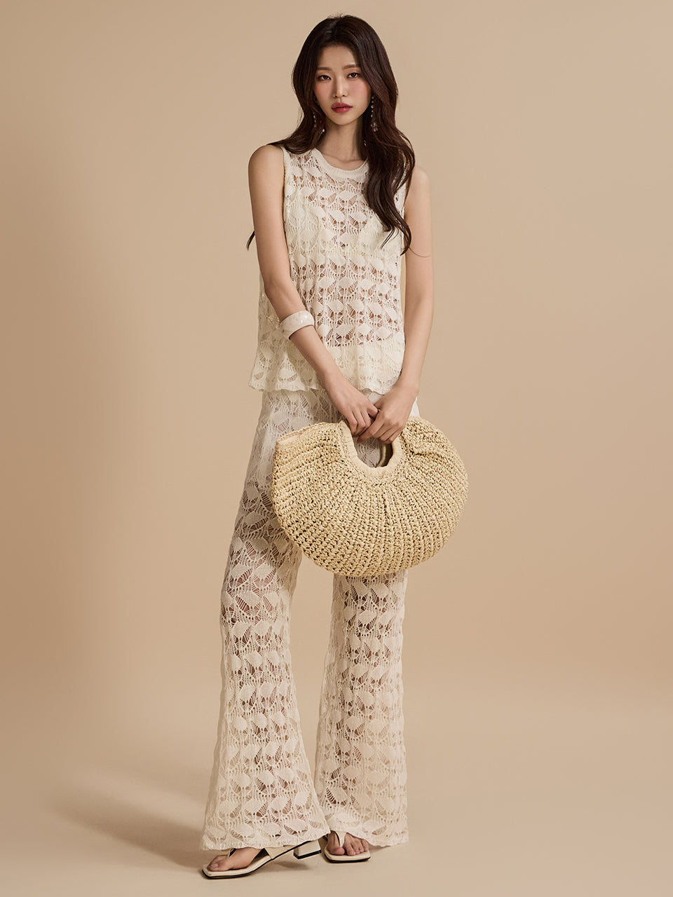 D4999 レースニットツーピース