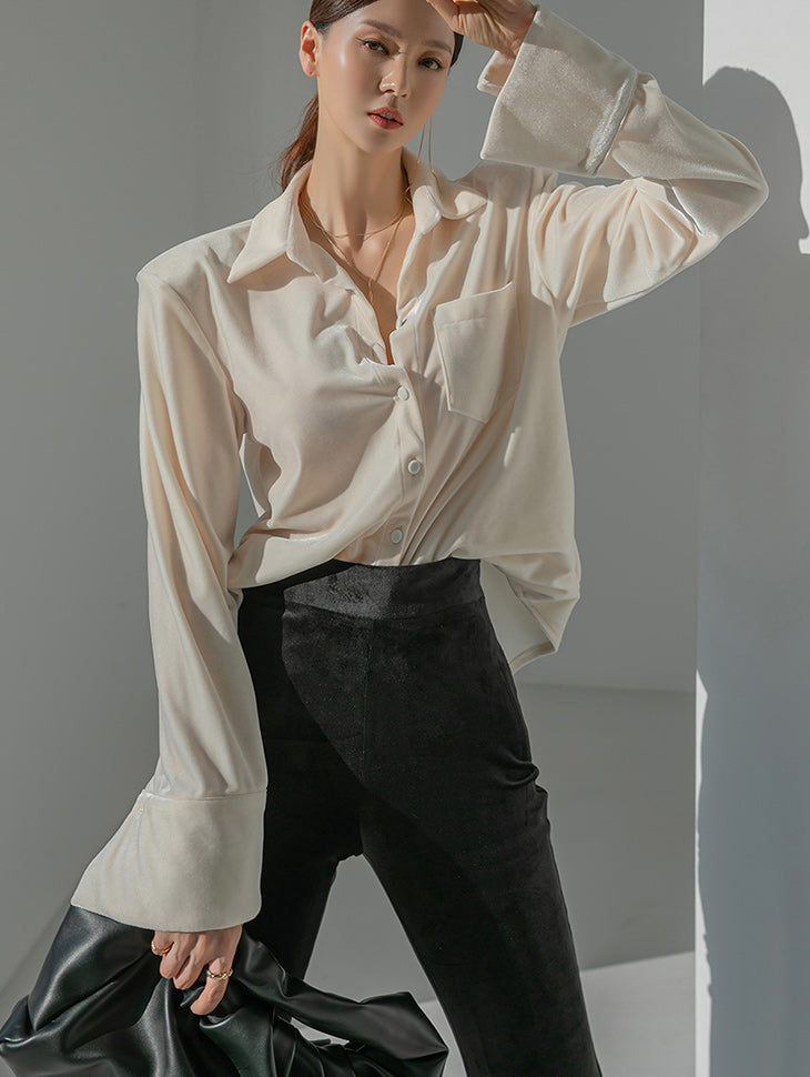 S458 Velvet Shoulder Pad Shirt