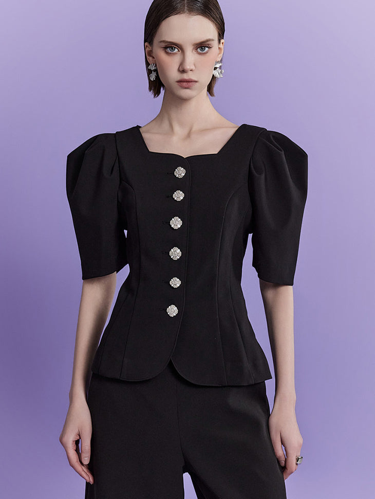 J2151 パフスリーブスリムシングルジャケット