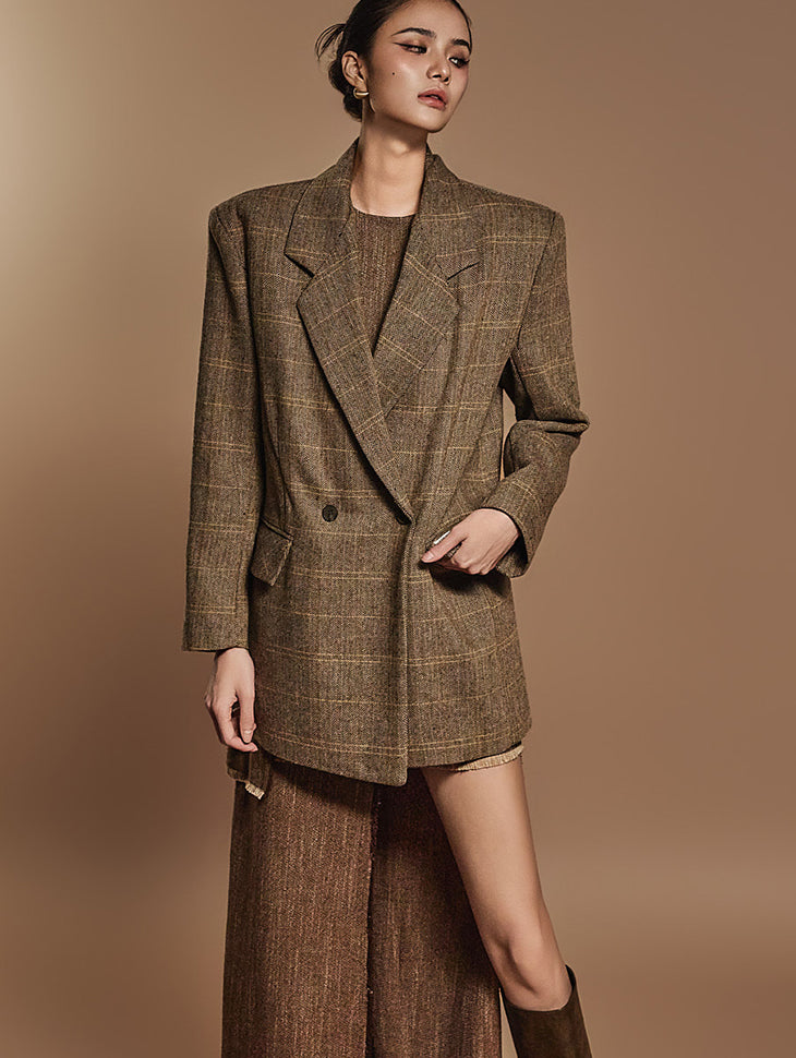 J2475 人字纹羊毛夹克