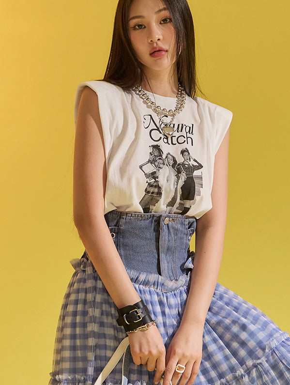 E3064 印花无袖上衣