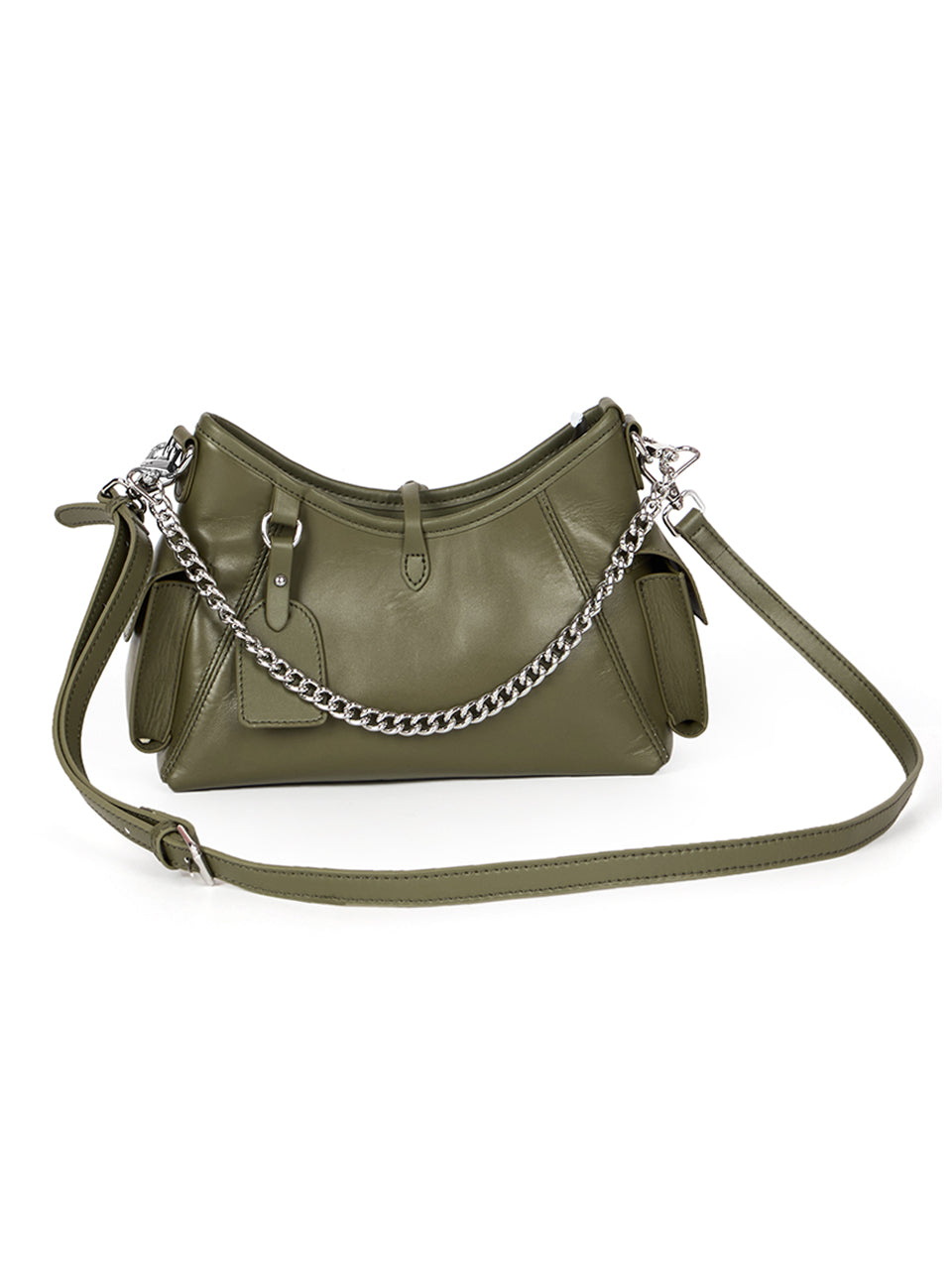 Rivet cross pattern metal chain bag