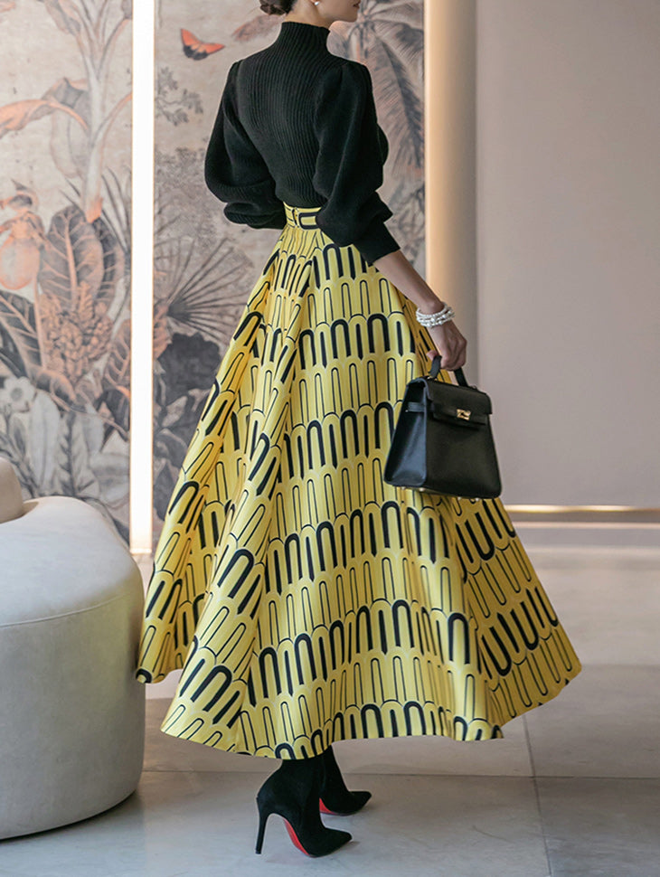 SK9120 图案喇叭裙