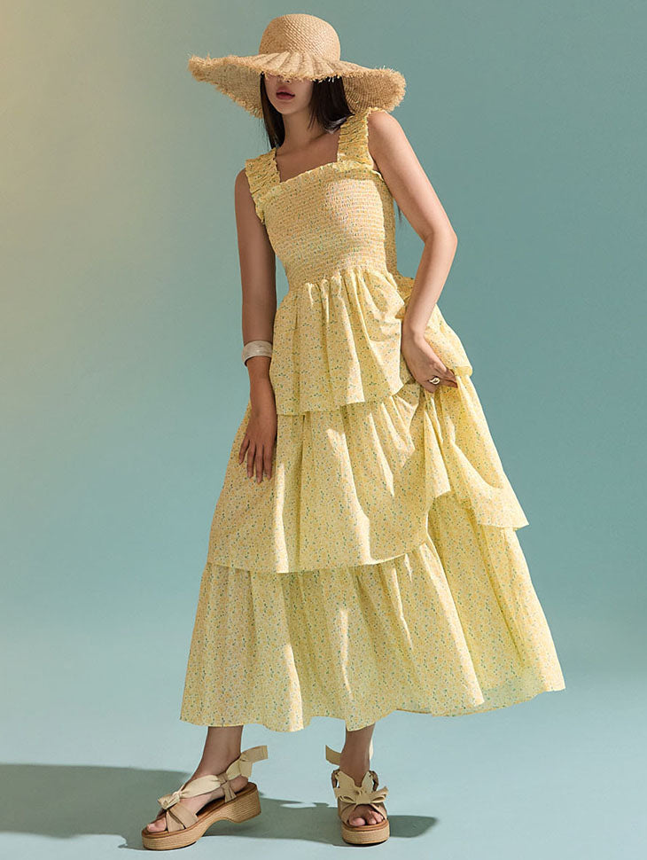 D4732 花卉层叠连衣裙