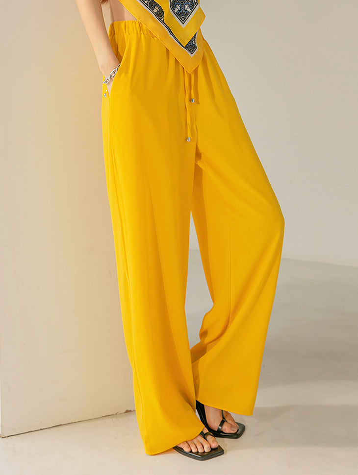 P2650 ウエストバンドワイドロングパンツ