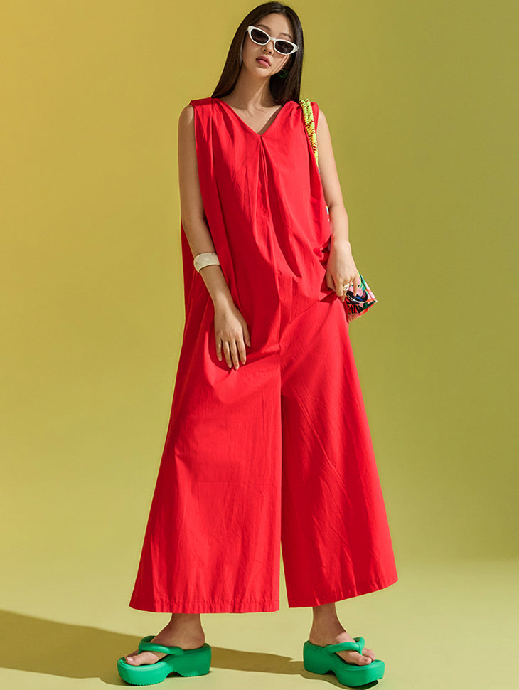 JS001 V领无袖连体裤