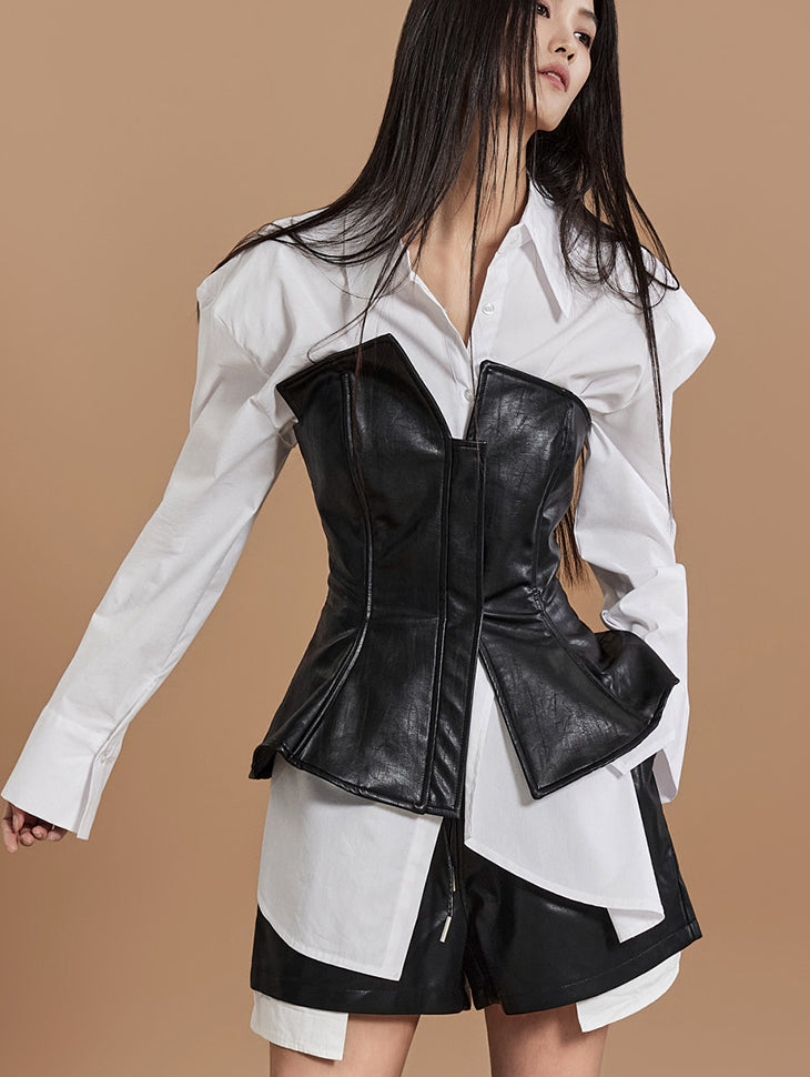 E9023 裂纹皮革抹胸