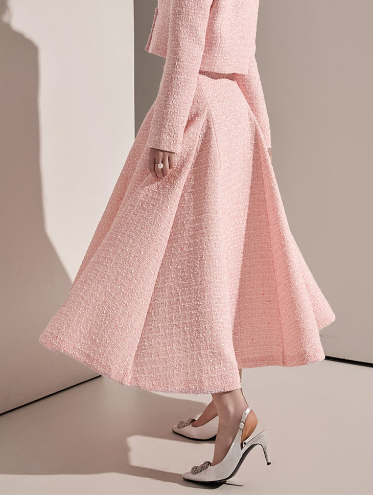 SK2671 Tweed Flare Midi Skirt