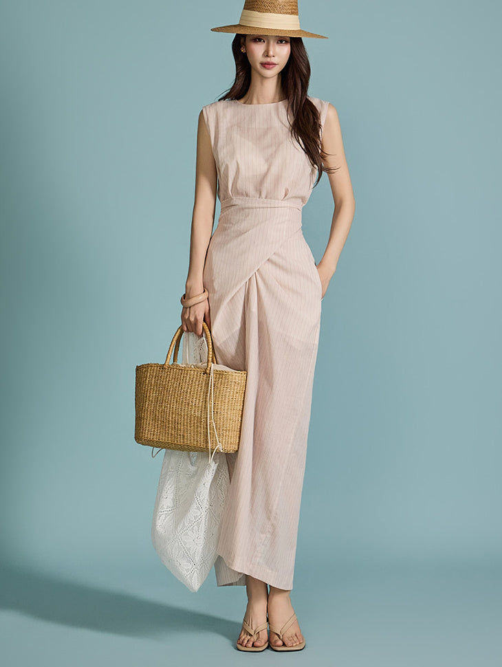 D5053 Linen Twist Detail Dress