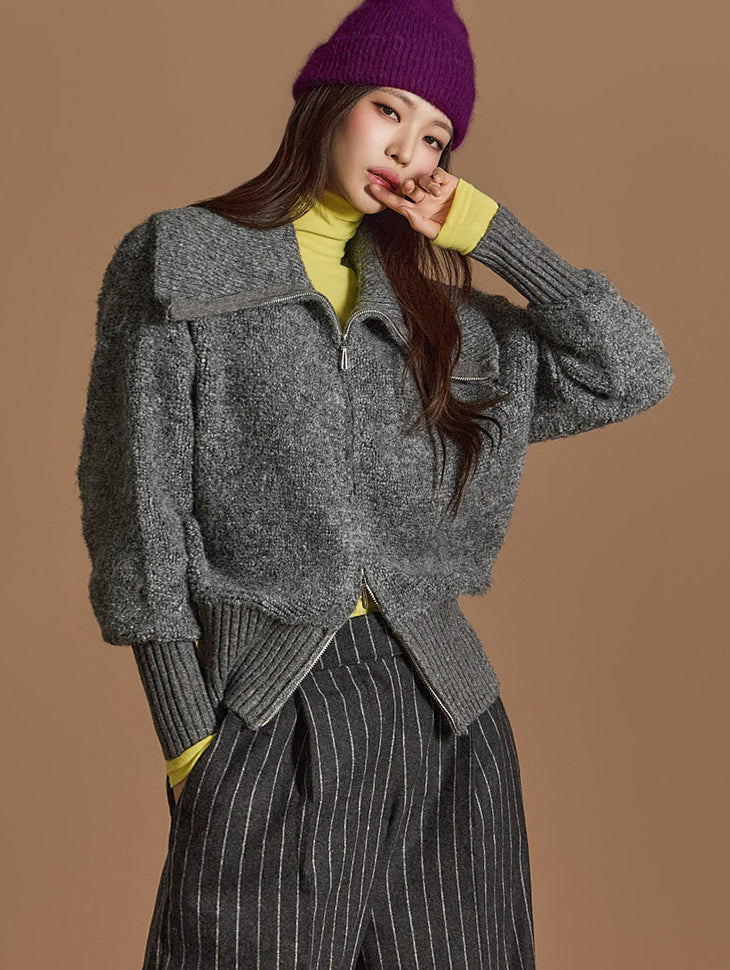 J2570 针织领拉链运动衫