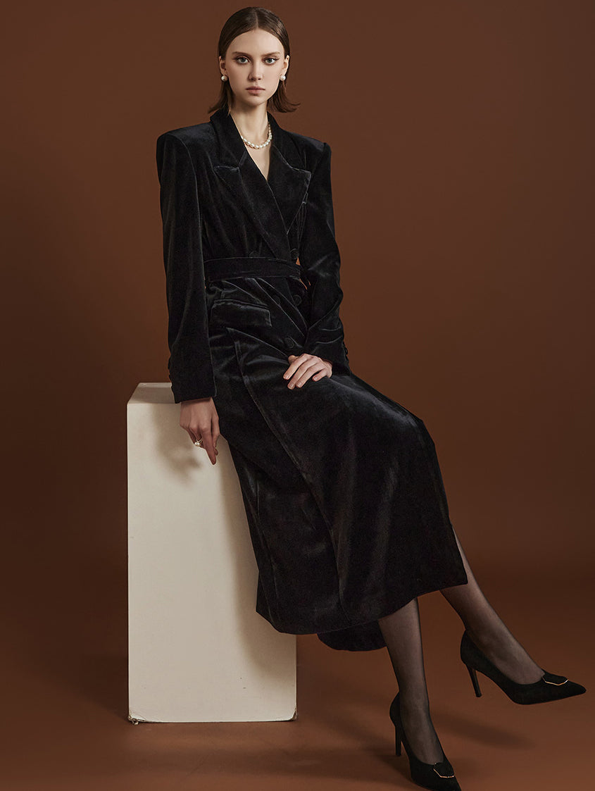 J2078 双扣带肩带大衣