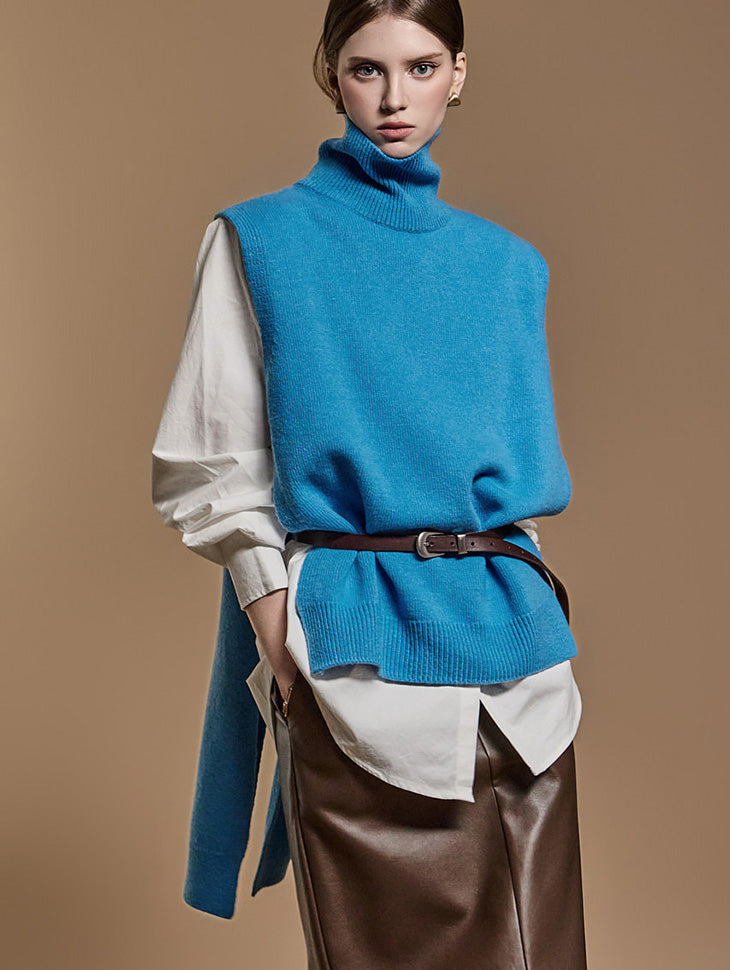 E3570 タートルネックウールニットベスト