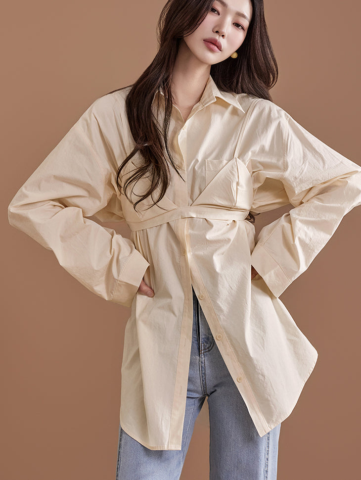 S618 Bustier Shirt Set