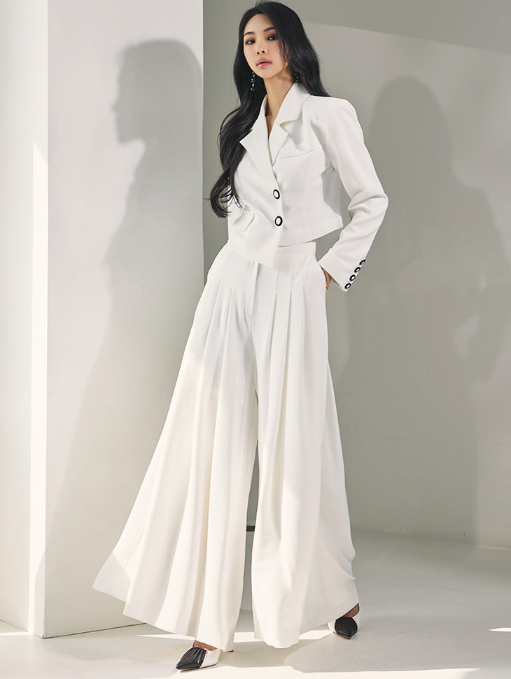 TP1528 2ボタン クロップジャケット ツーピース