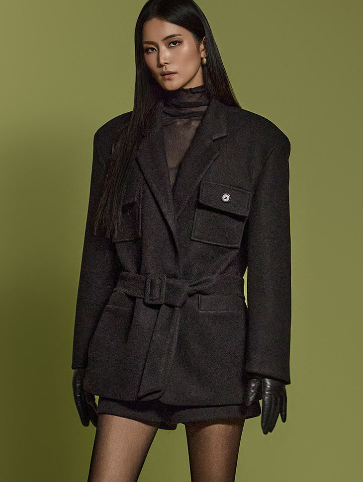 J2546 配腰带羊毛夹克