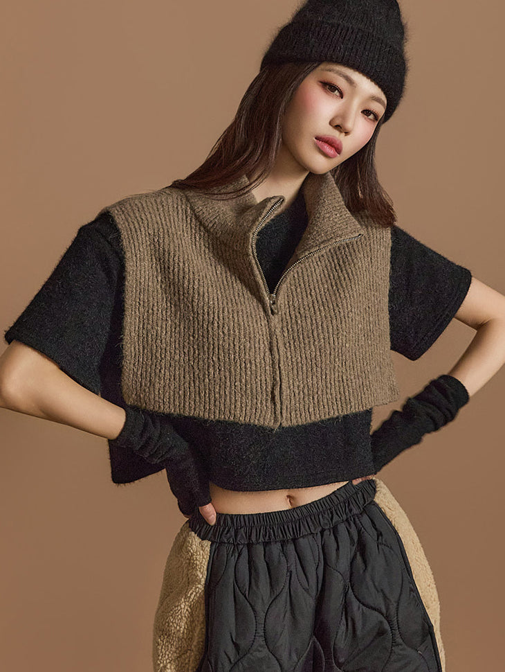 E3615 拉链披肩 针织