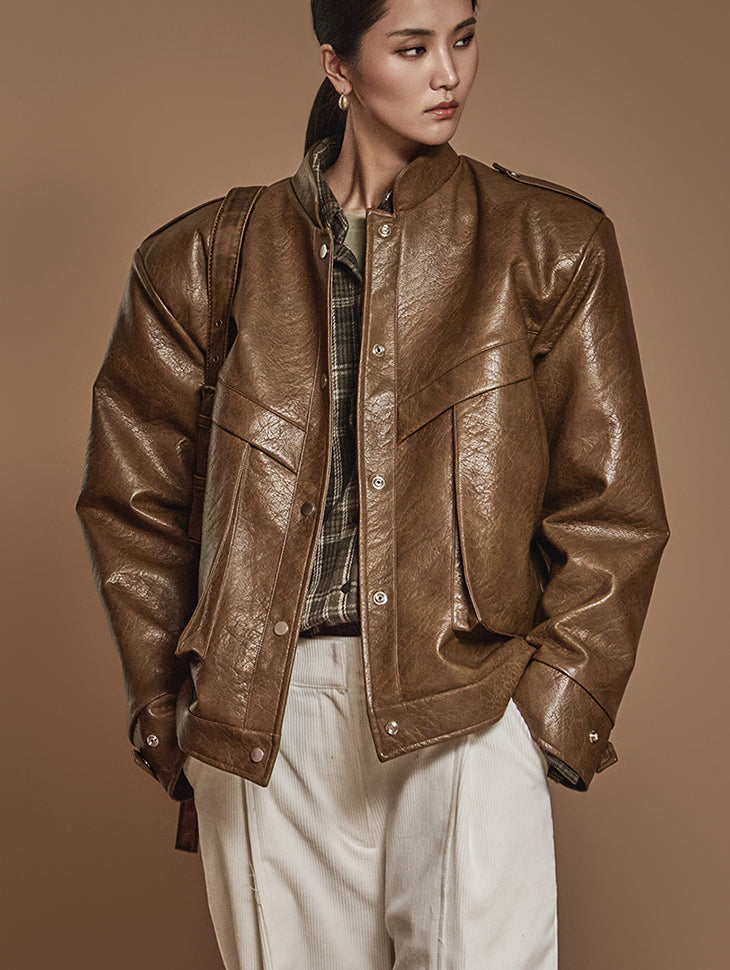 J2441 皮革套头衫