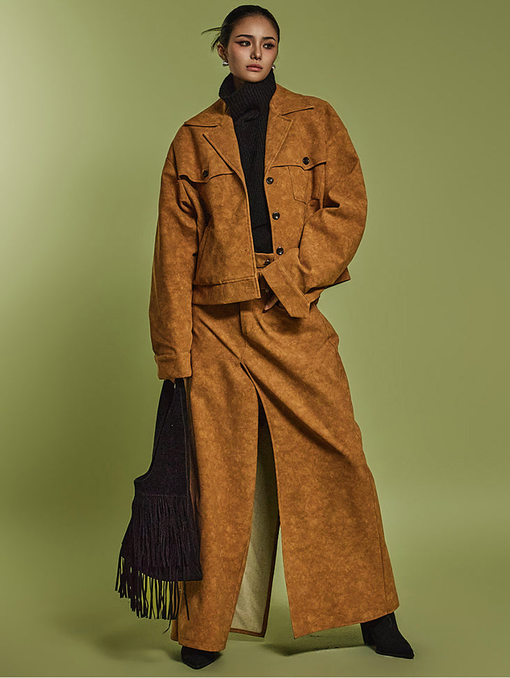 TP1983 麂皮夹克和裤子套装