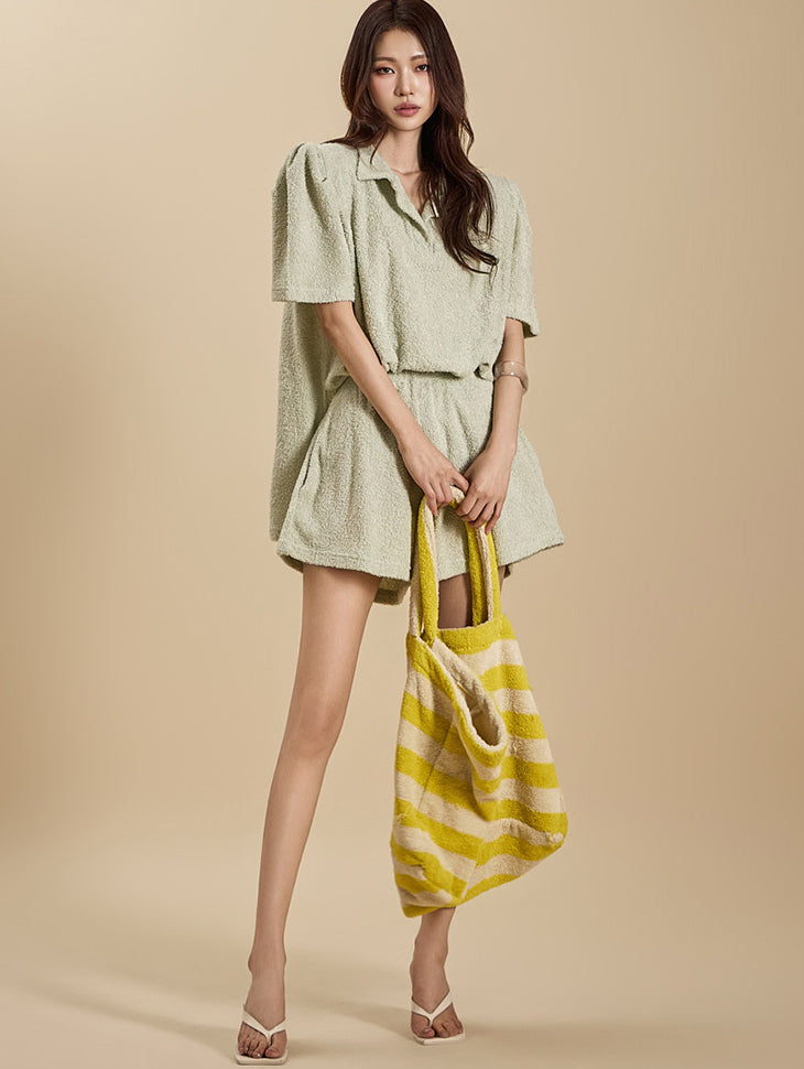 TP1915 毛圈布上衣和裤子套装