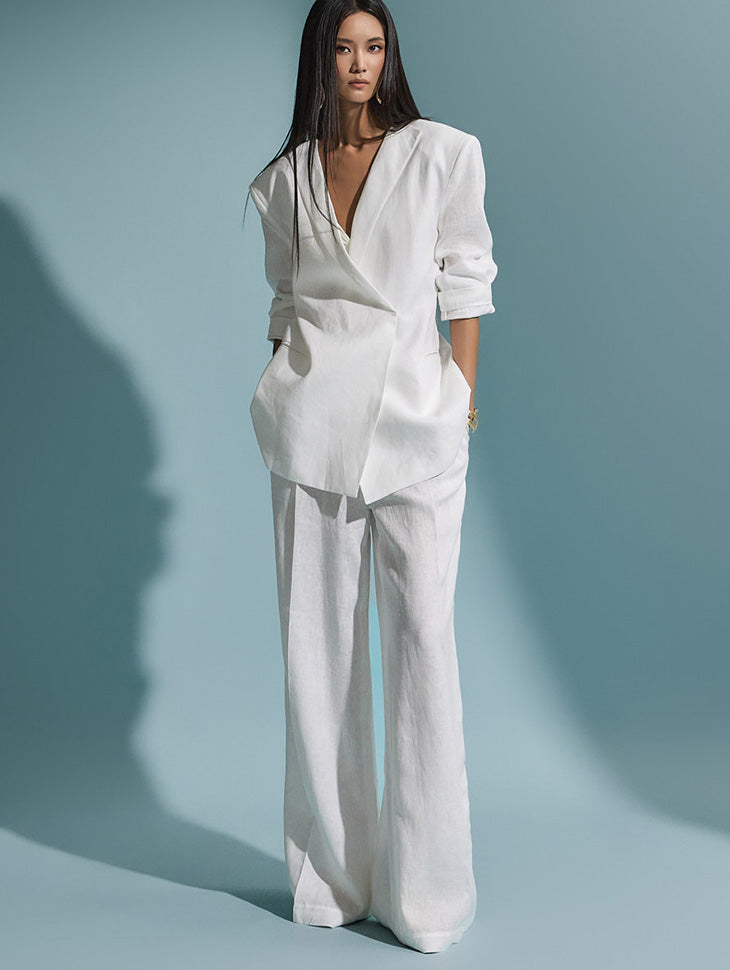 TP1886 亚麻夹克和休闲裤套装