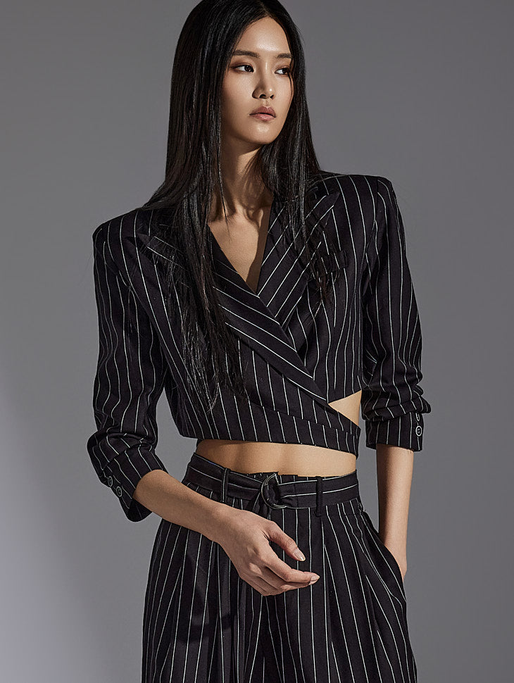 J2237 ストライプクロップジャケット