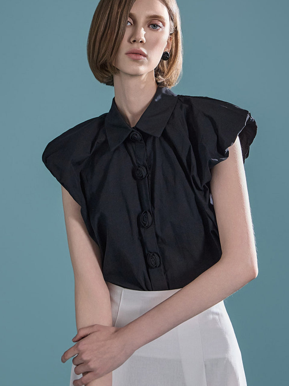 S641 玫瑰纽扣衬衫