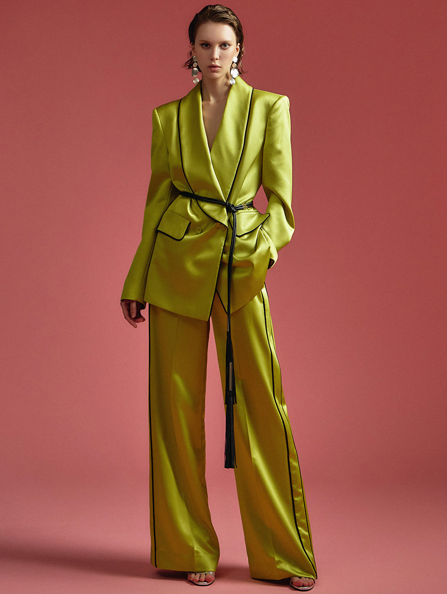 MBDTP010 缎纹双扣夹克套装(腰带)