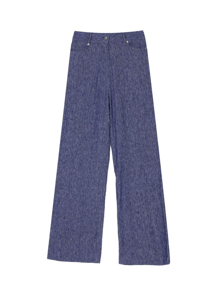 P2877 リネンデニムストレートスラックス