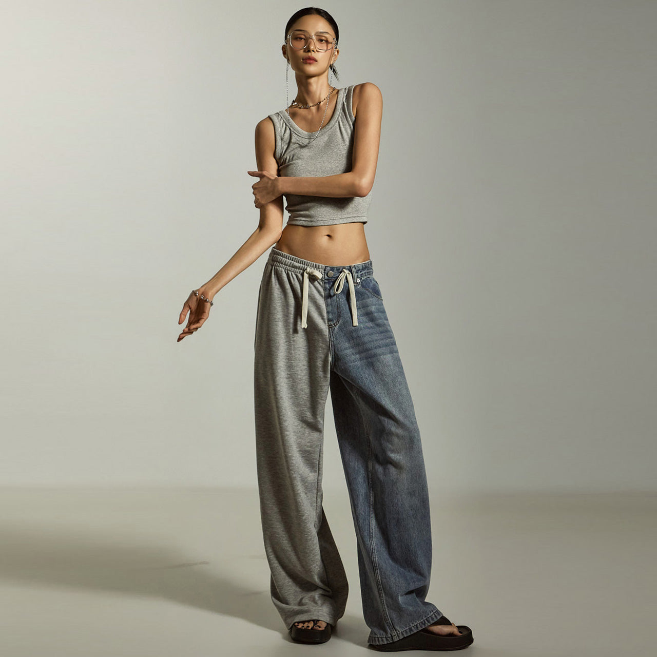 P3558 ハーフデニムパンツ