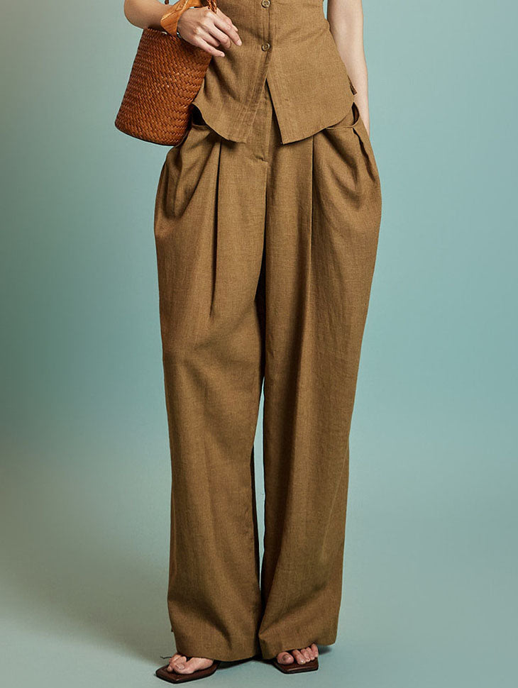 P3564 Pintuck Linen Pants