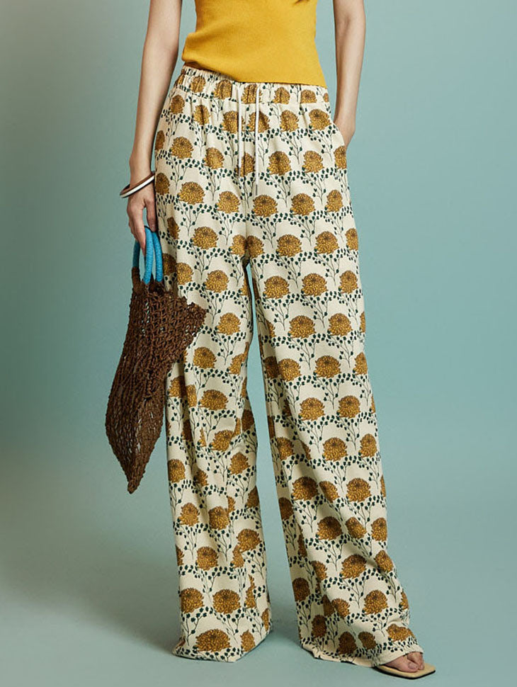 P3571 Flower Patterned Pants