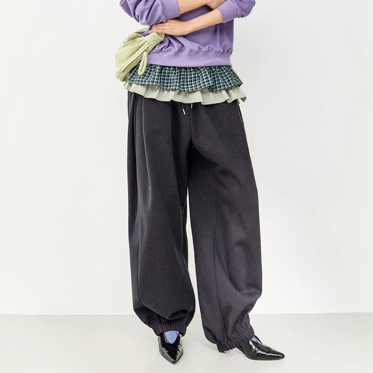 P3736 Pintuck Jogger Sweat Pants