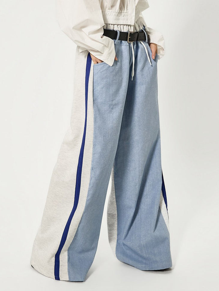 P3772 线条撞色阔腿裤