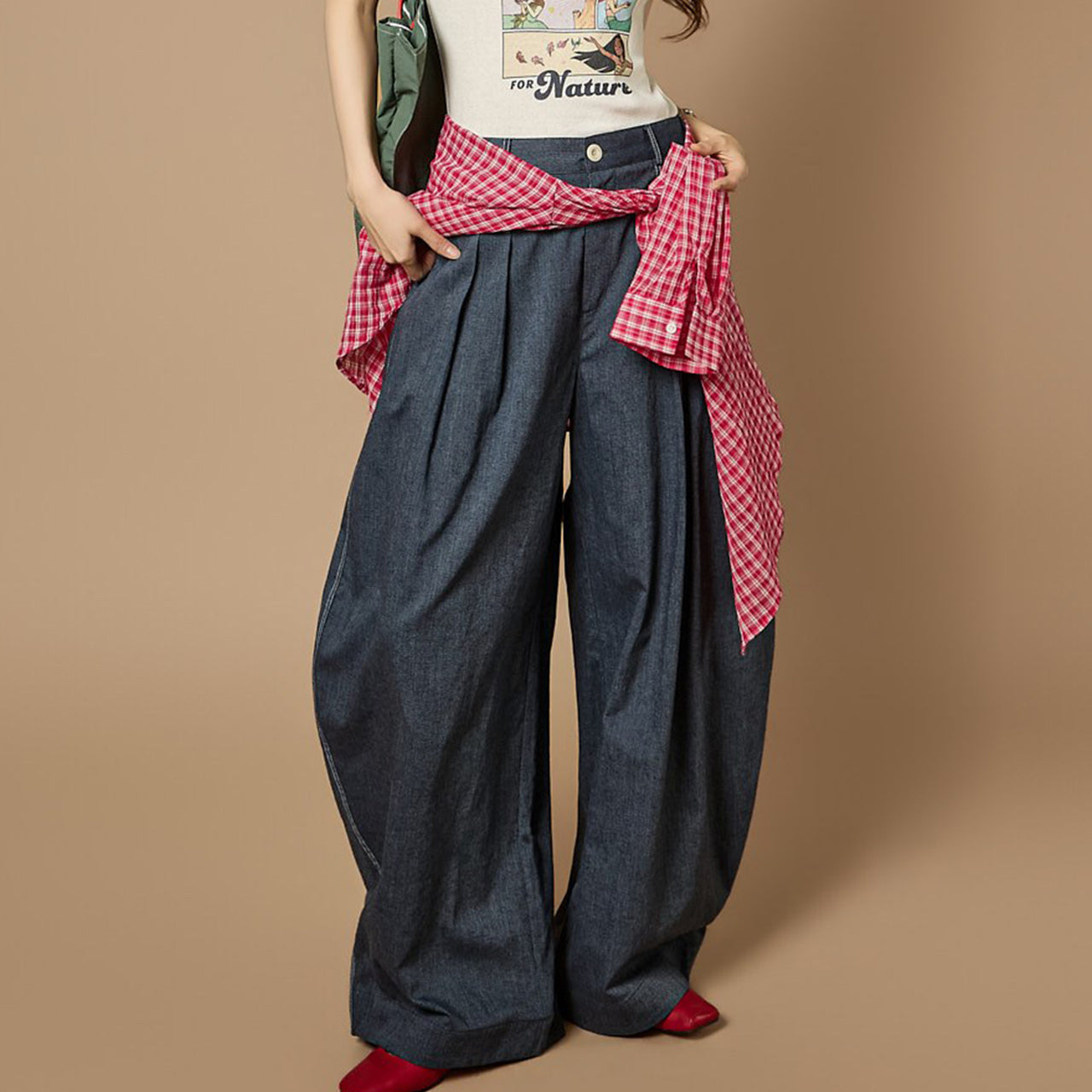 P3838 Linen Wide Pleated Pants