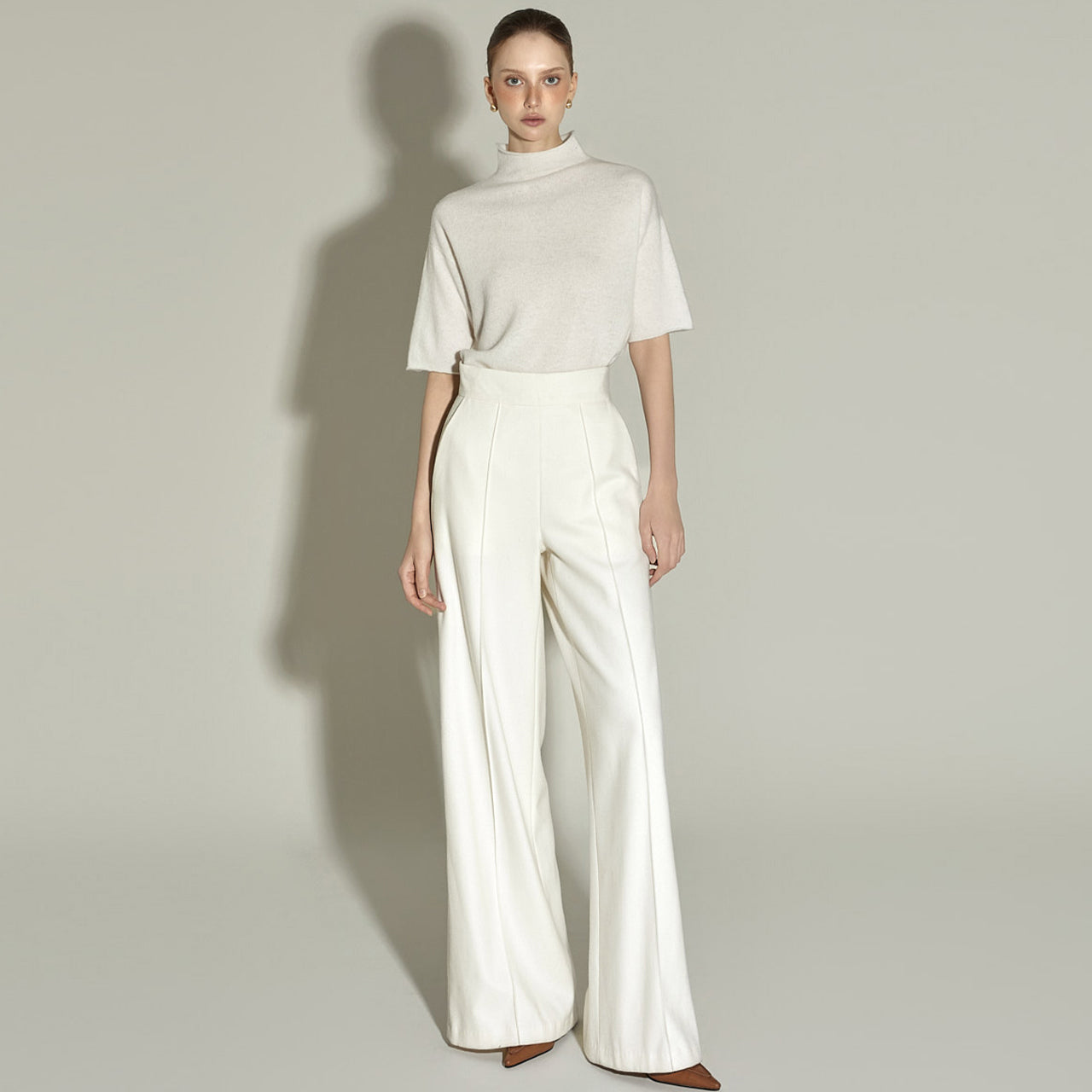 P9065 Pintuck Wide Wool Slacks