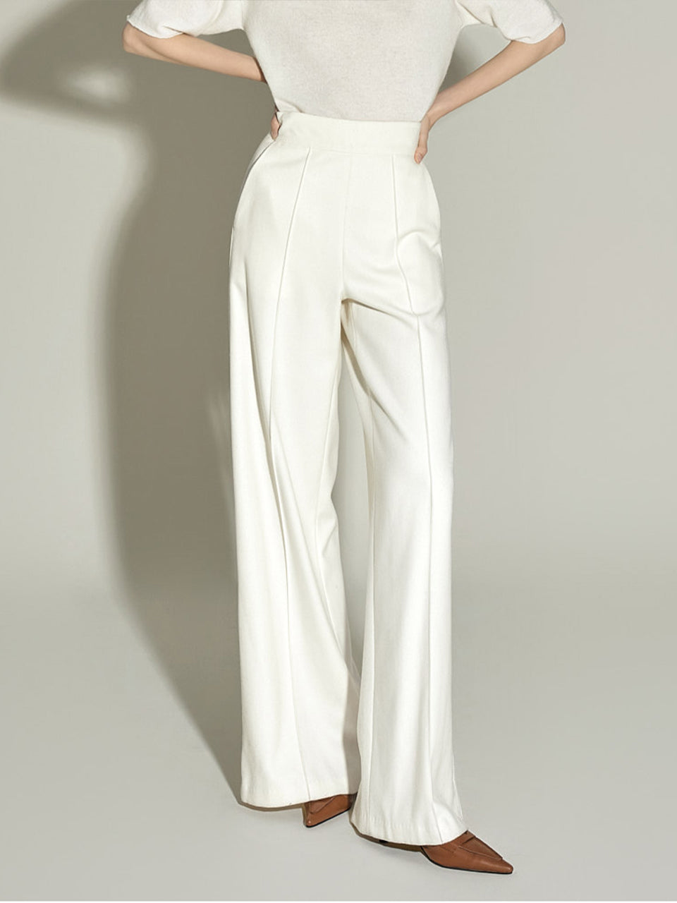 P9065 Pintuck Wide Wool Slacks