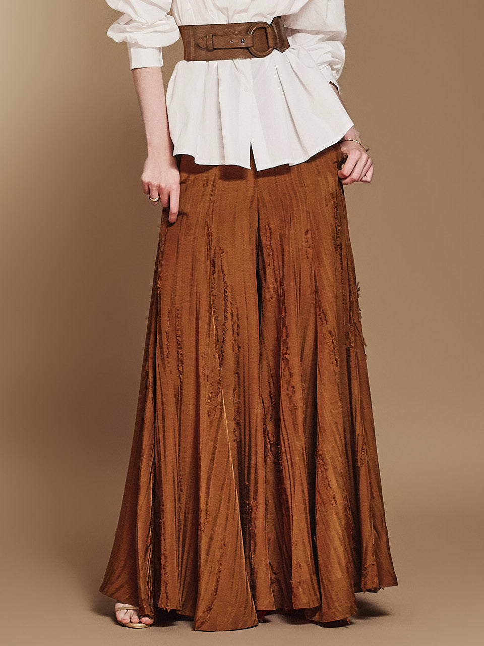 P9158 亚麻喇叭裤