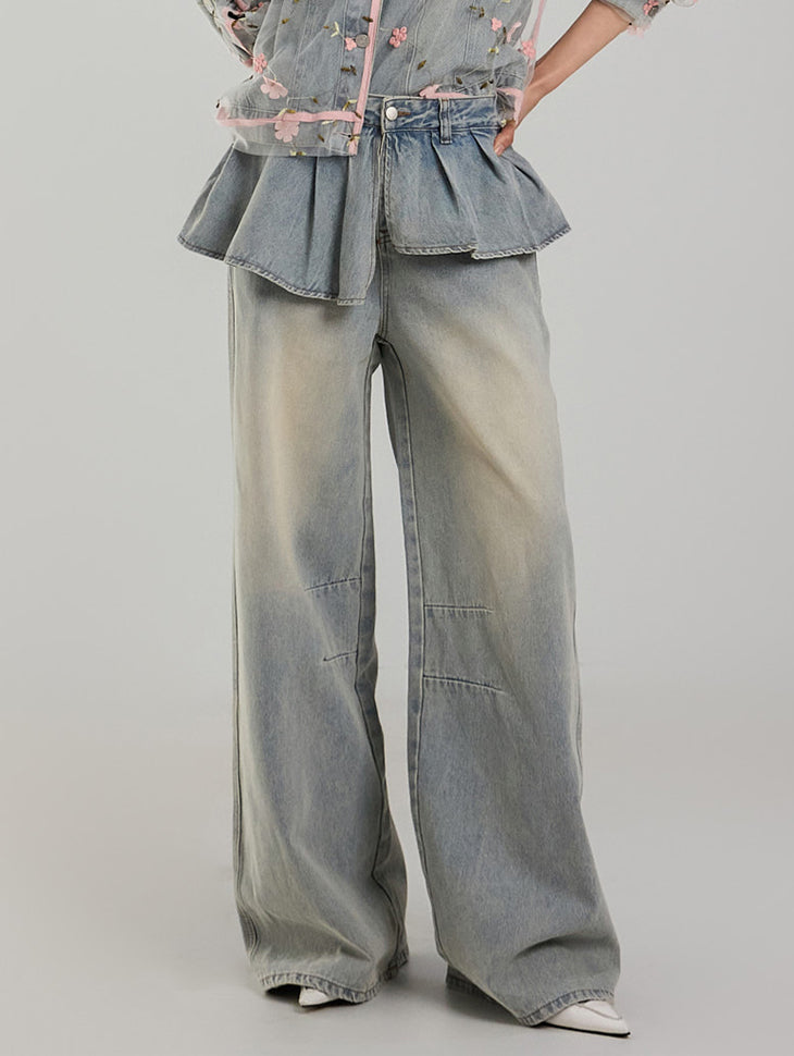 PJ566 Frill Wide Jeans