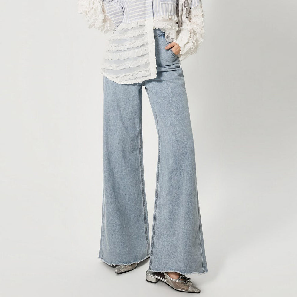 PJ637 スリーボタンワイドジーンズ