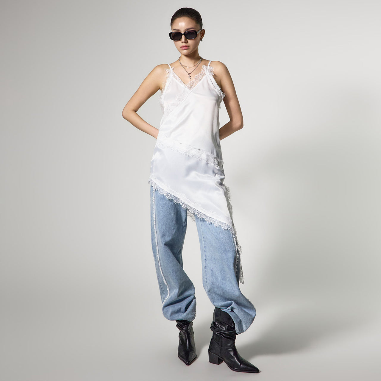 PJ641 フリンジワイドジーンズ